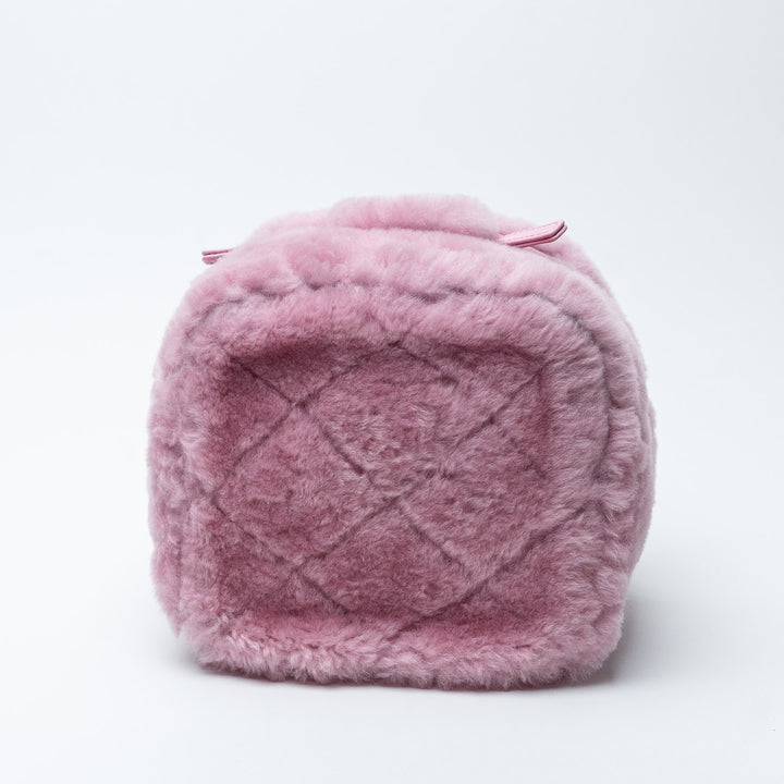 Pink Shearling Quilted Small Vanity Bag. (view 5)