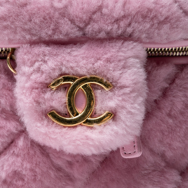 Pink Shearling Quilted Small Vanity Bag. (view 6)