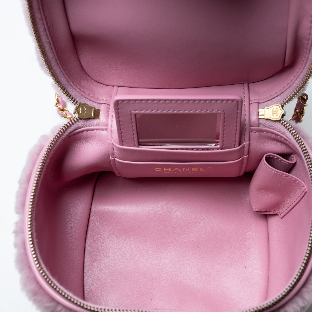 Pink Shearling Quilted Small Vanity Bag. (view 8)