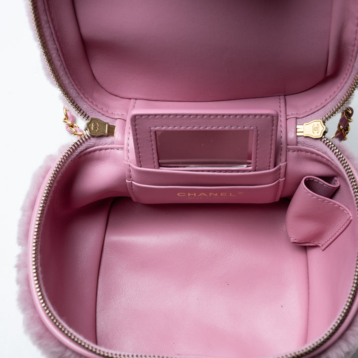 Pink Shearling Quilted Small Vanity Bag. (view 8)