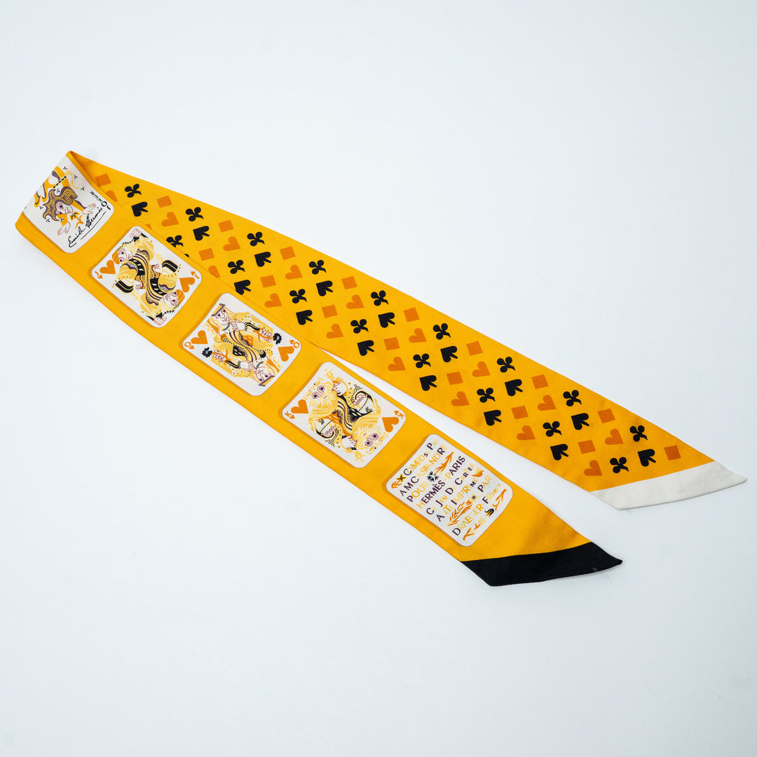 Orange and Yellow Silk Jeu de Cartes Twilly. (front)