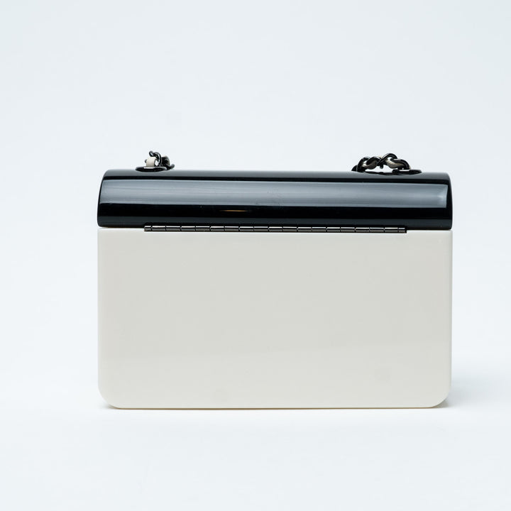Black and White Resin Minaudière Crossbody Bag. (view 2)