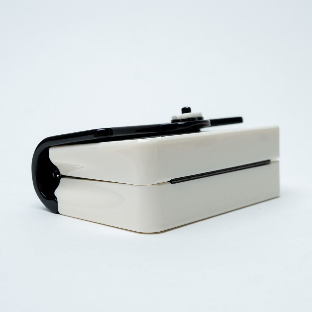 Black and White Resin Minaudière Crossbody Bag. (view 4)