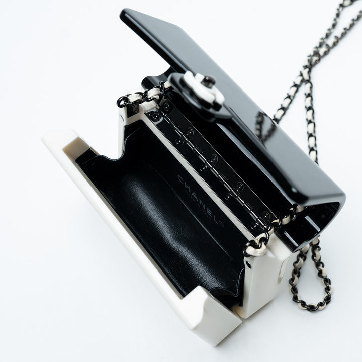 Black and White Resin Minaudière Crossbody Bag. (view 5)