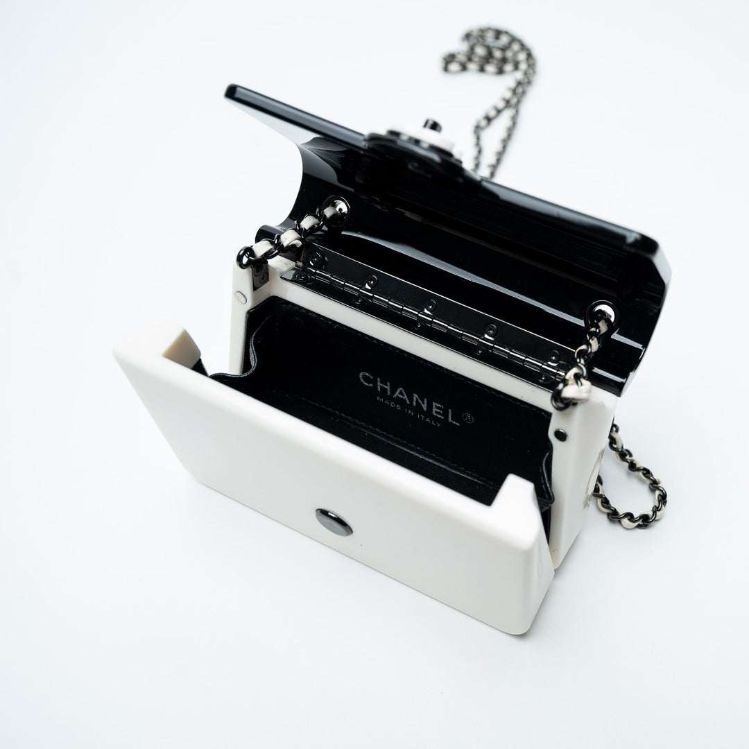 Black and White Resin Minaudière Crossbody Bag. (view 6)