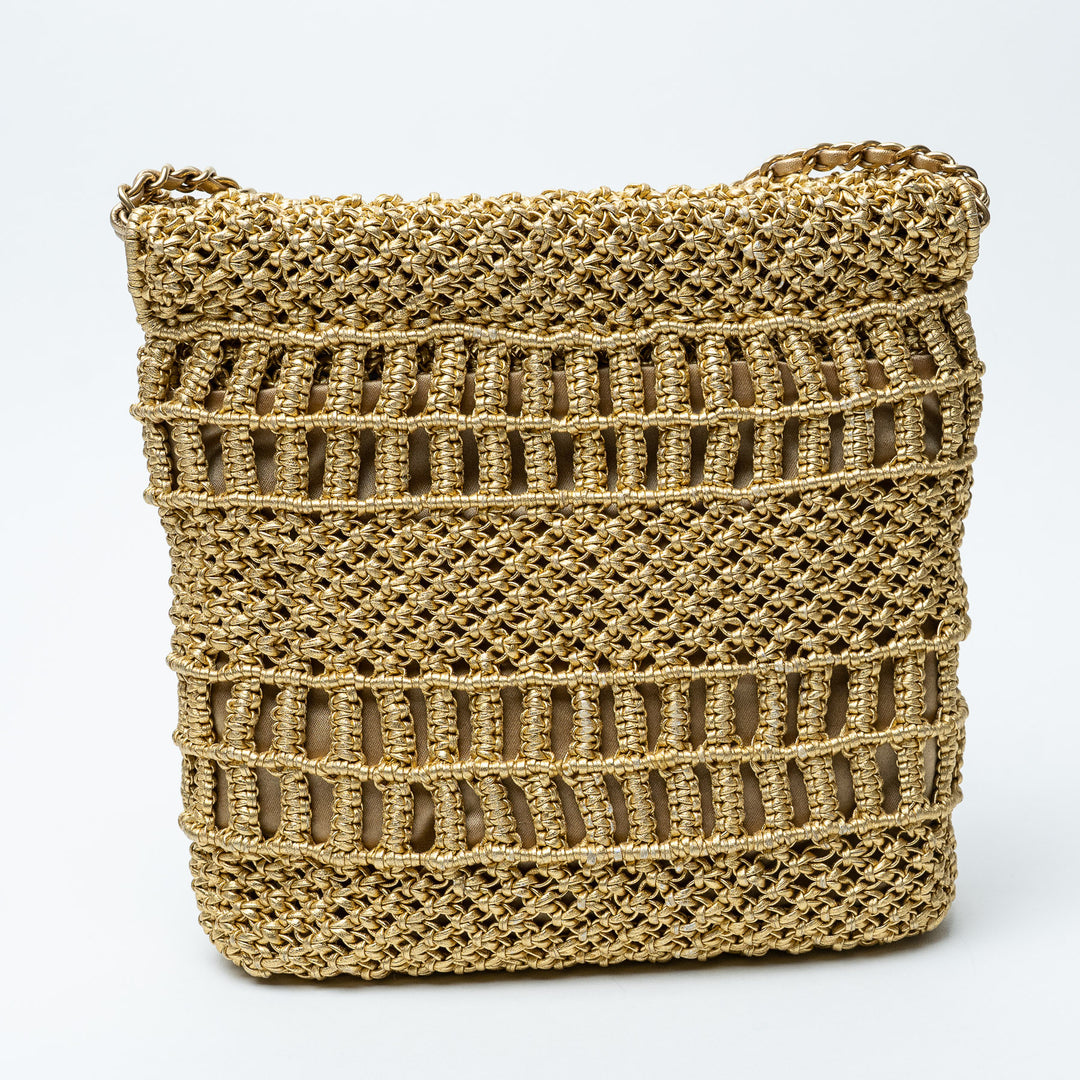 Pre-Loved Chanel™ Gold Macrame Calfskin leather Mini 22 Crossbody Bag