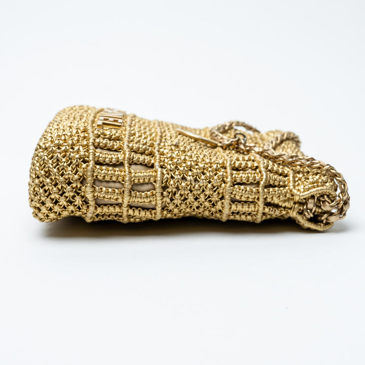 Pre-Loved Chanel™ Gold Macrame Calfskin leather Mini 22 Crossbody Bag