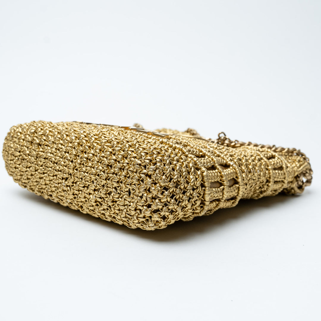 Pre-Loved Chanel™ Gold Macrame Calfskin leather Mini 22 Crossbody Bag