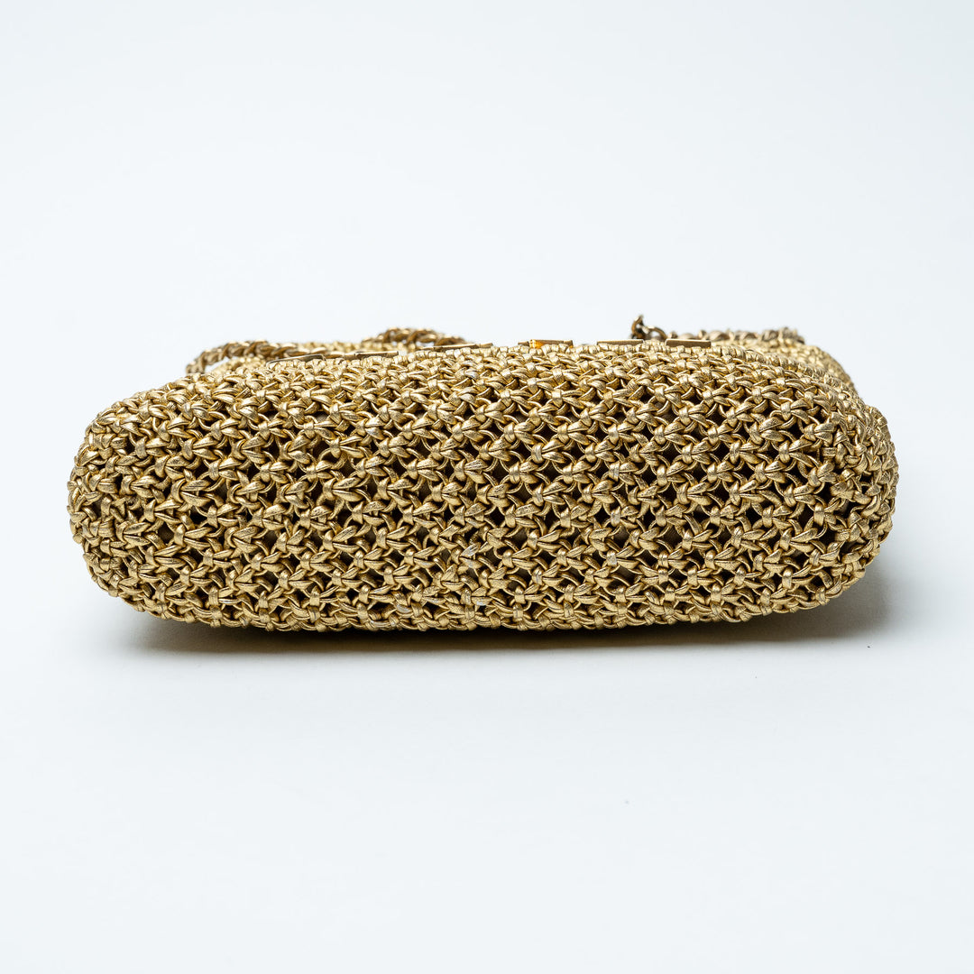 Pre-Loved Chanel™ Gold Macrame Calfskin leather Mini 22 Crossbody Bag
