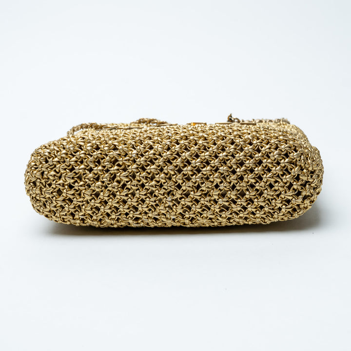 Pre-Loved Chanel™ Gold Macrame Calfskin leather Mini 22 Crossbody Bag