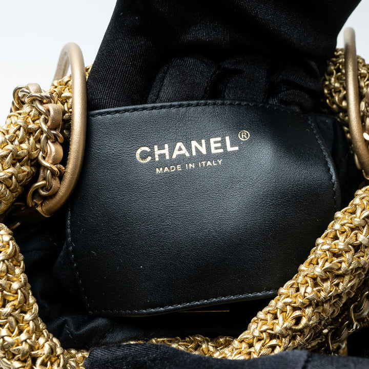 Pre-Loved Chanel™ Gold Macrame Calfskin leather Mini 22 Crossbody Bag