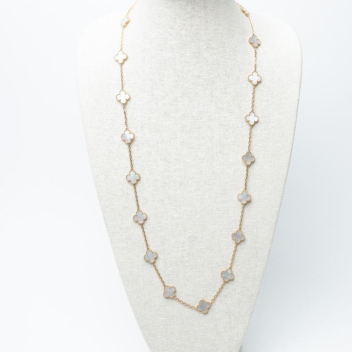 Van Cleef & Arpels 18K Yellow Gold Mother of Pearl 20 Motif Alhambra Necklace