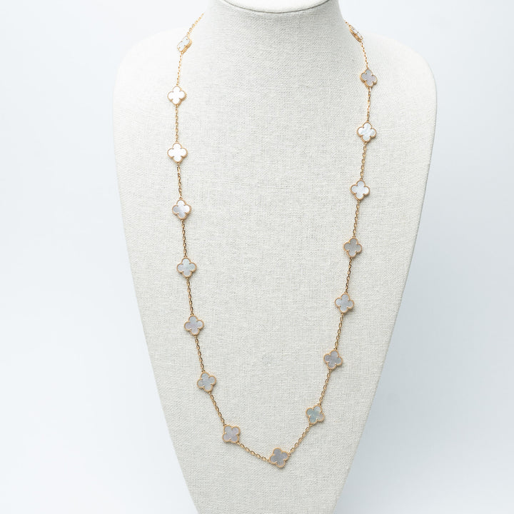 Van Cleef & Arpels 18K Yellow Gold Mother of Pearl 20 Motif Alhambra Necklace