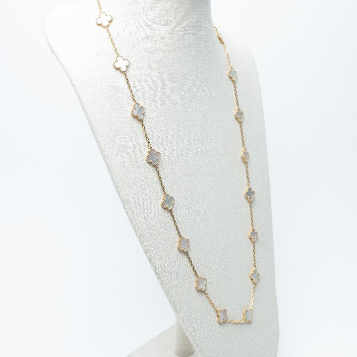 Van Cleef & Arpels 18K Yellow Gold Mother of Pearl 20 Motif Alhambra Necklace