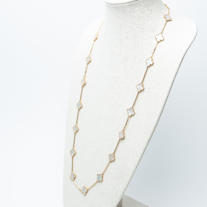 Van Cleef & Arpels 18K Yellow Gold Mother of Pearl 20 Motif Alhambra Necklace