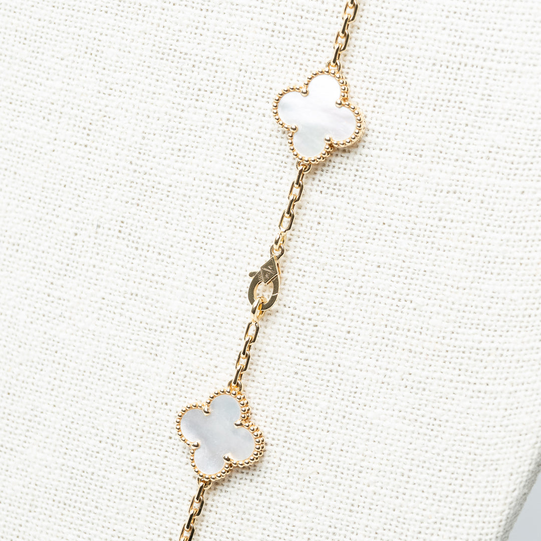 Van Cleef & Arpels 18K Yellow Gold Mother of Pearl 20 Motif Alhambra Necklace