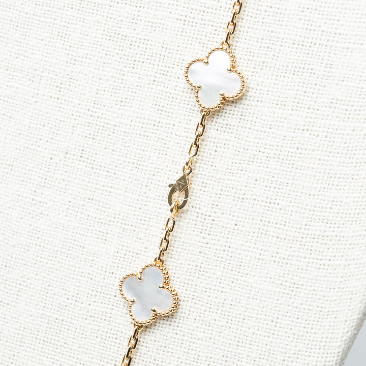 Van Cleef & Arpels 18K Yellow Gold Mother of Pearl 20 Motif Alhambra Necklace