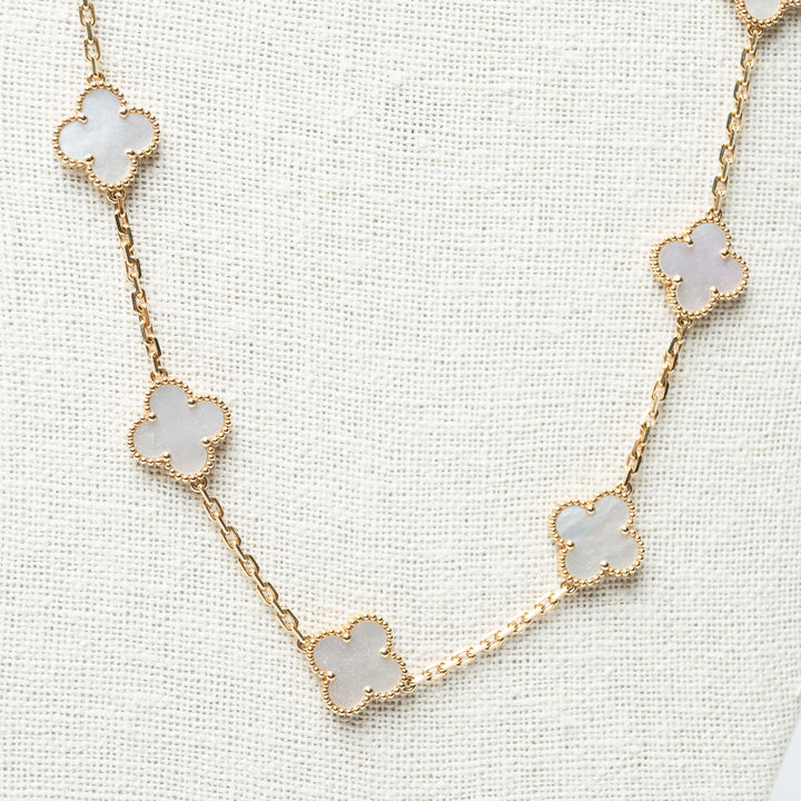 Van Cleef & Arpels 18K Yellow Gold Mother of Pearl 20 Motif Alhambra Necklace