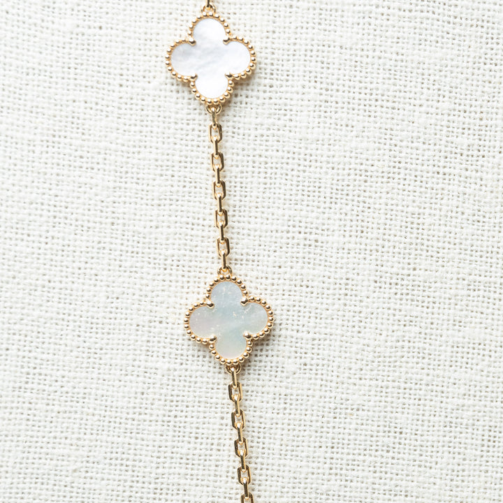 Van Cleef & Arpels 18K Yellow Gold Mother of Pearl 20 Motif Alhambra Necklace