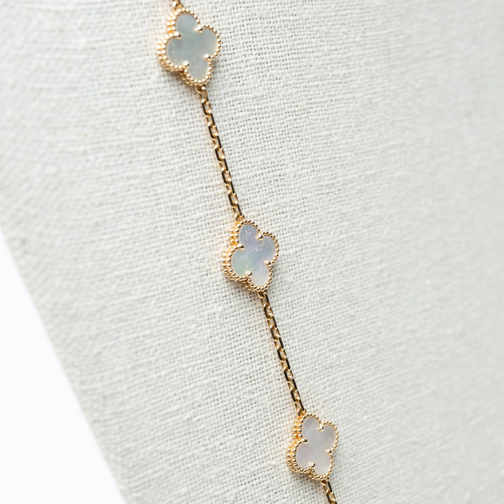 Van Cleef & Arpels 18K Yellow Gold Mother of Pearl 20 Motif Alhambra Necklace