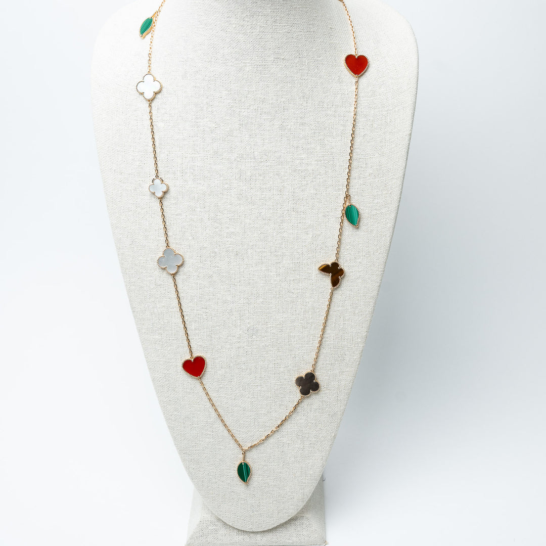 Van Cleef & Arpels 18K Yellow Gold 12 Motif Lucky Alhambra Long Necklace