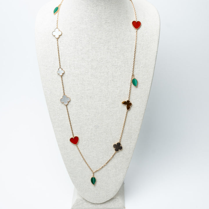 Van Cleef & Arpels 18K Yellow Gold 12 Motif Lucky Alhambra Long Necklace