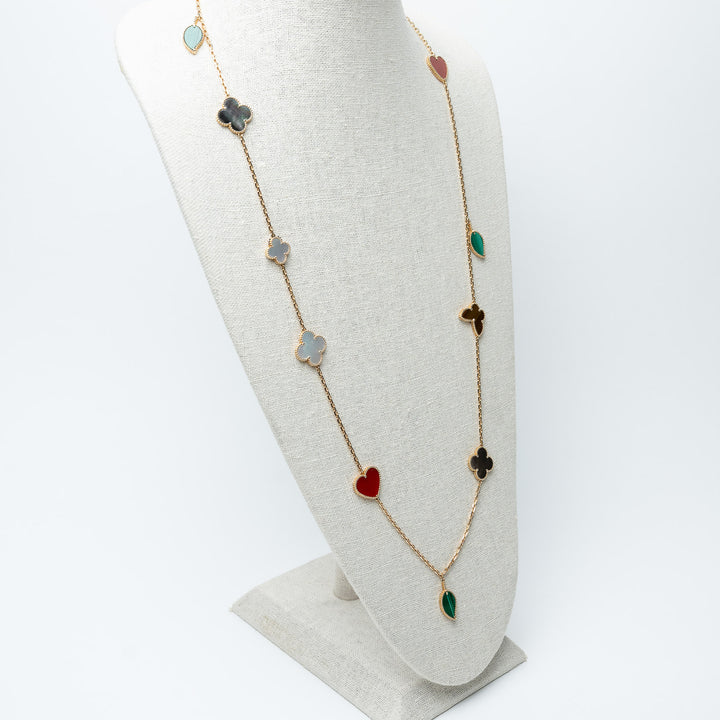 Van Cleef & Arpels 18K Yellow Gold 12 Motif Lucky Alhambra Long Necklace