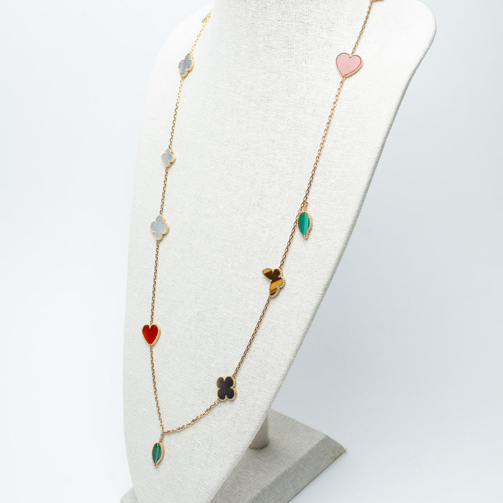 Van Cleef & Arpels 18K Yellow Gold 12 Motif Lucky Alhambra Long Necklace