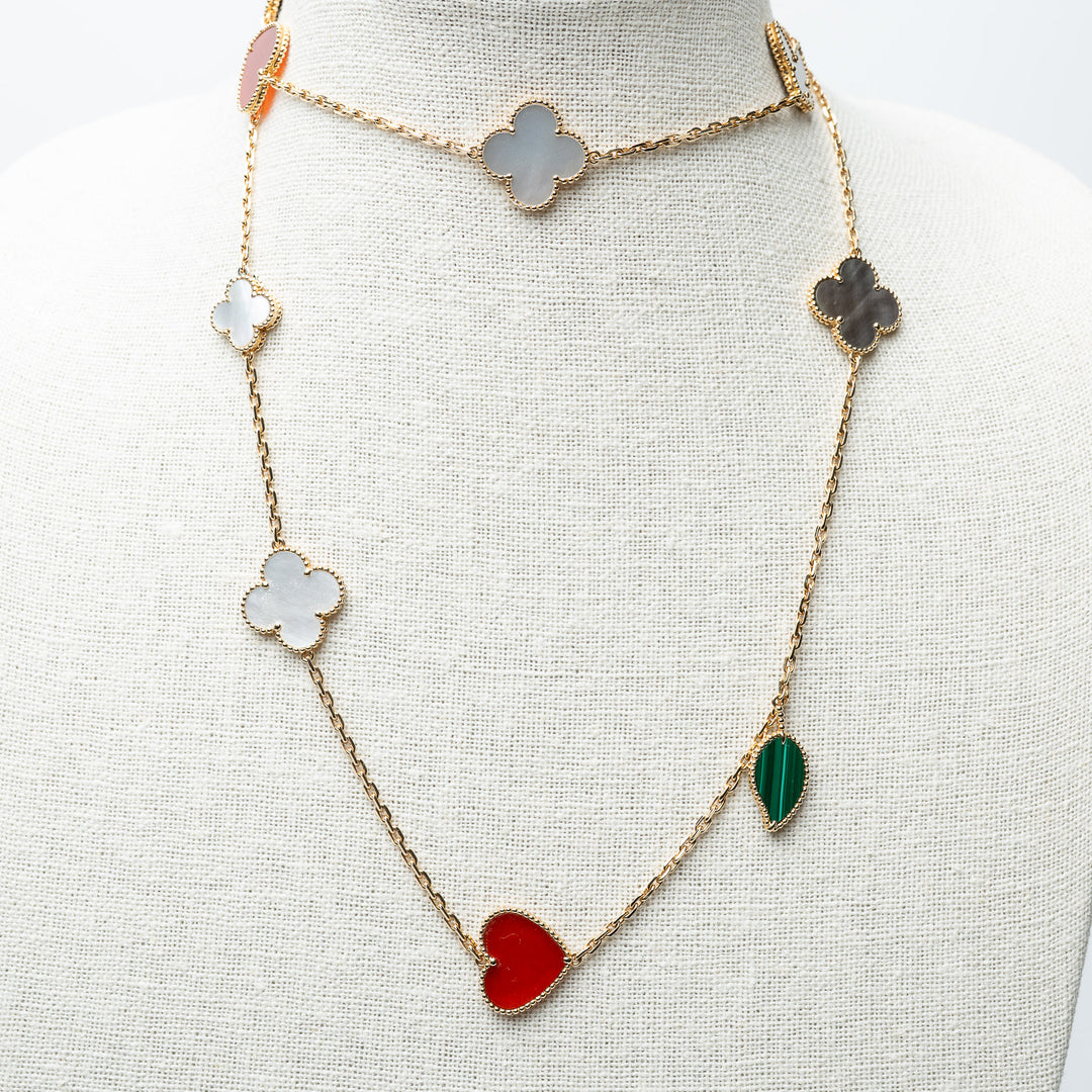 Van Cleef & Arpels 18K Yellow Gold 12 Motif Lucky Alhambra Long Necklace