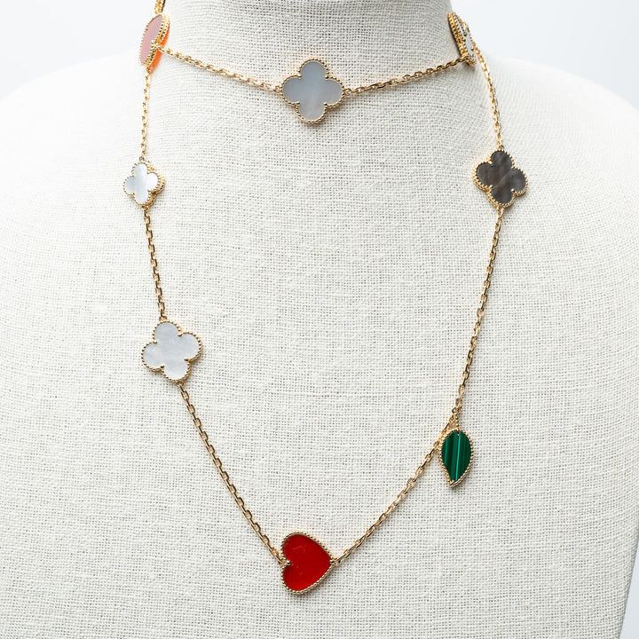 Van Cleef & Arpels 18K Yellow Gold 12 Motif Lucky Alhambra Long Necklace