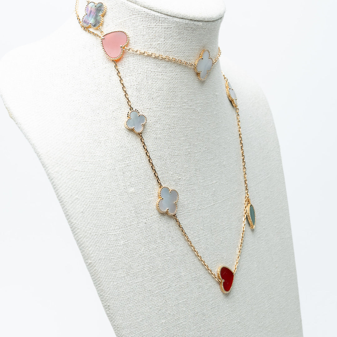 Van Cleef & Arpels 18K Yellow Gold 12 Motif Lucky Alhambra Long Necklace
