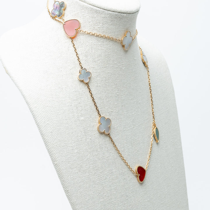Van Cleef & Arpels 18K Yellow Gold 12 Motif Lucky Alhambra Long Necklace