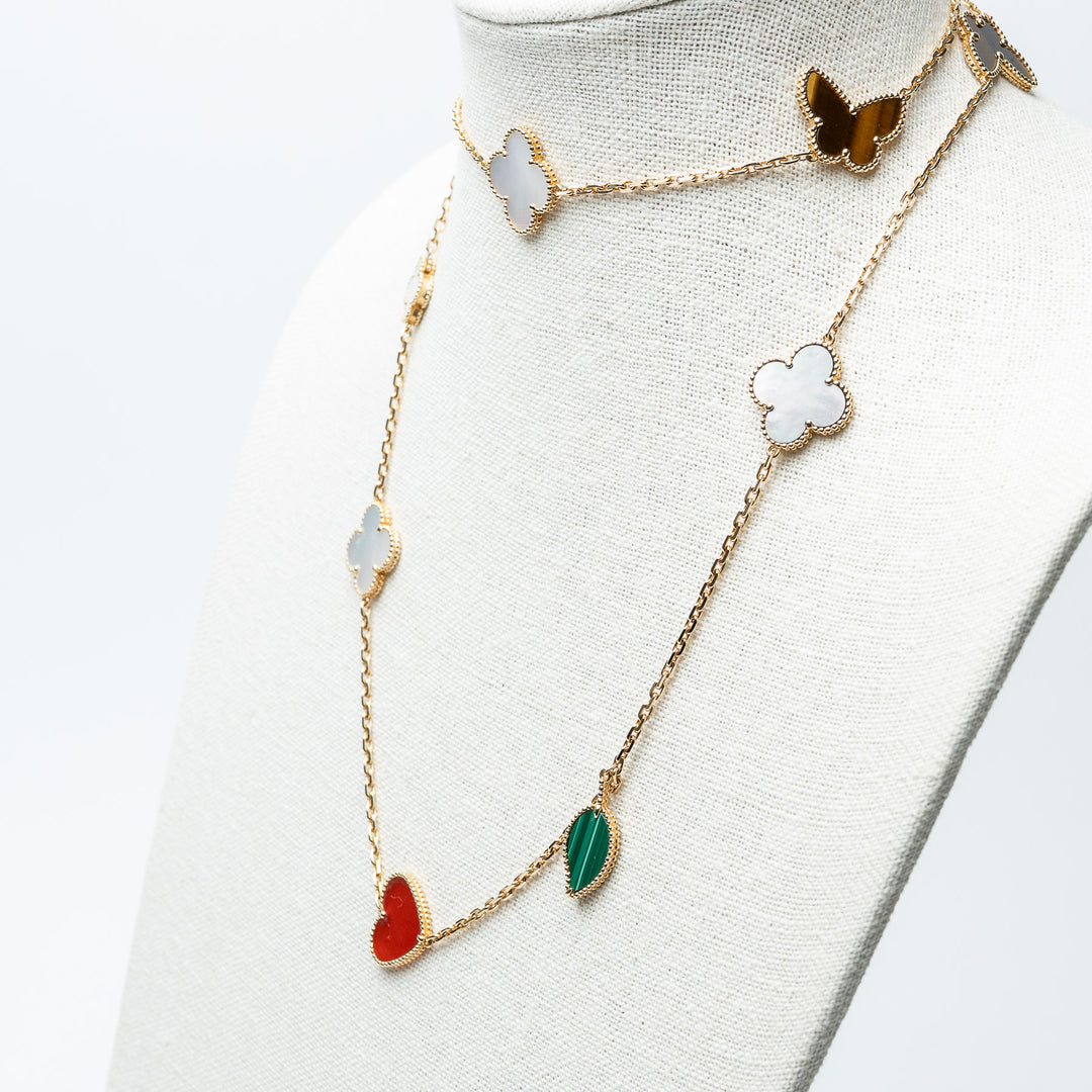 Van Cleef & Arpels 18K Yellow Gold 12 Motif Lucky Alhambra Long Necklace