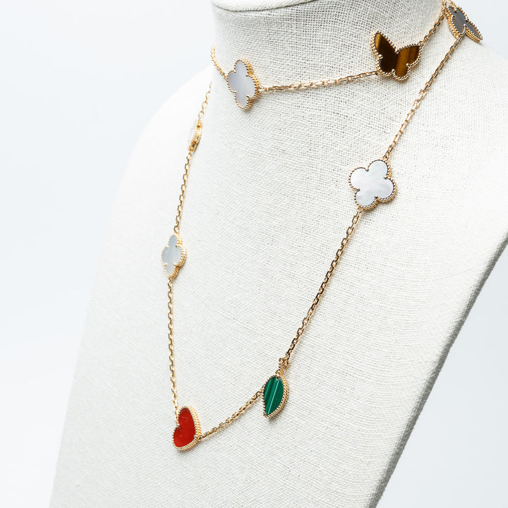 Van Cleef & Arpels 18K Yellow Gold 12 Motif Lucky Alhambra Long Necklace