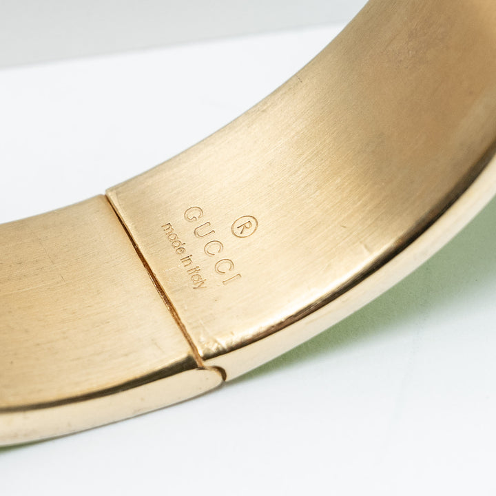 Green Enamel Interlocking GG Cuff Bangle. (view 4)