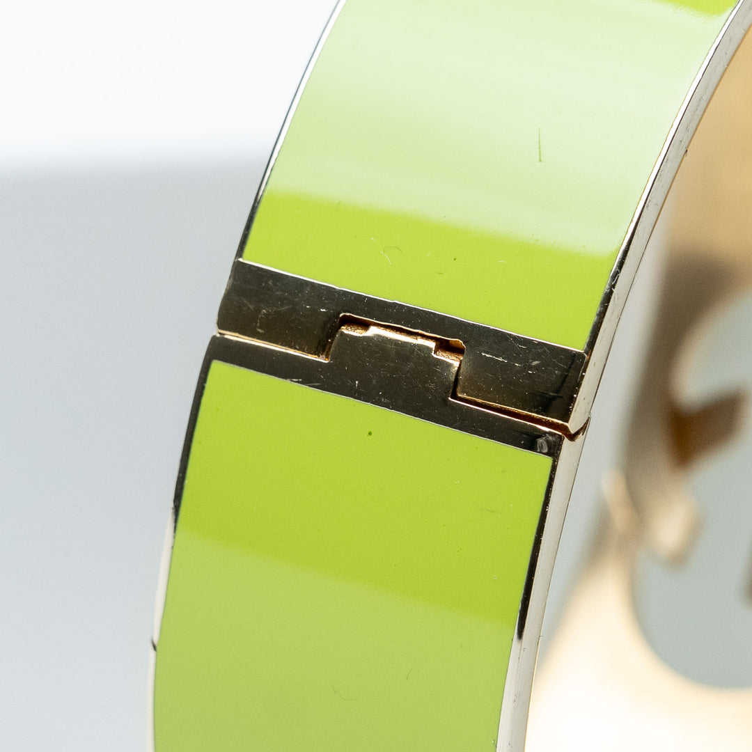 Green Enamel Interlocking GG Cuff Bangle. (view 3)