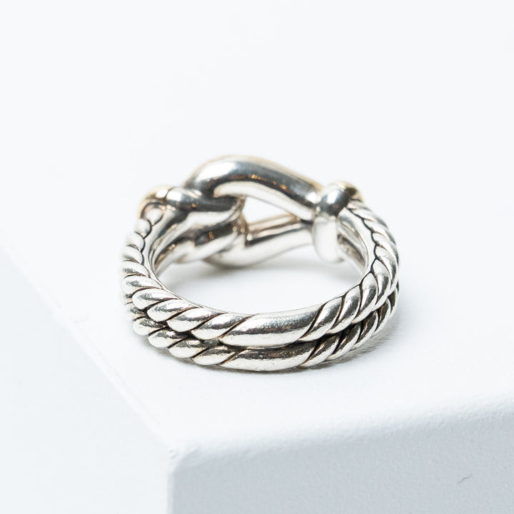Sterling Silver and 18K Gold Thoroughbred Loop Knot Ring. (view 3)