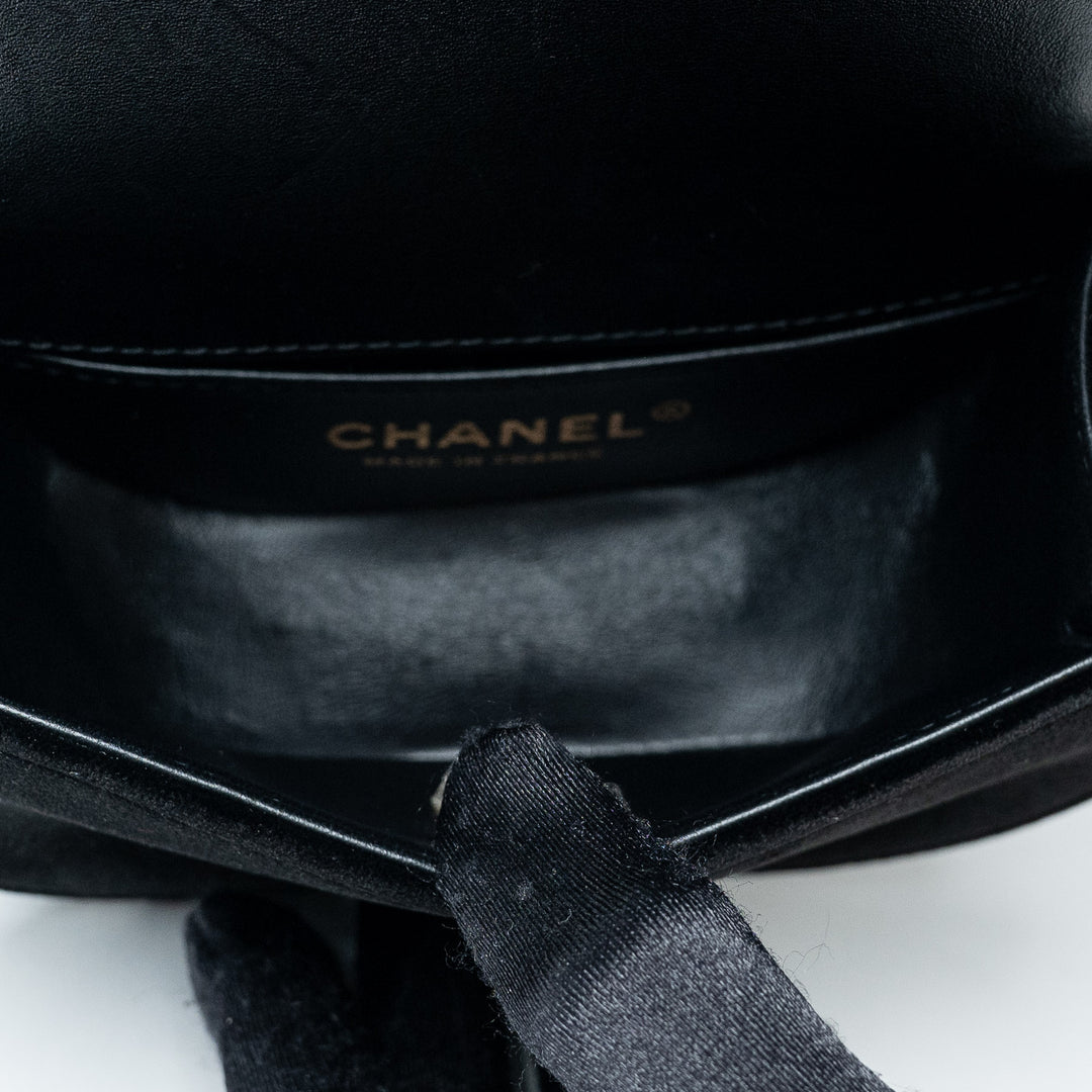 Black Velvet Quilted Mini Boy Messenger Bag. (view 8)
