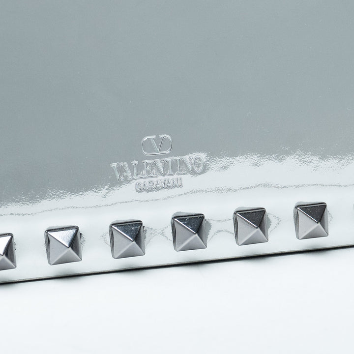 Silver Patent Leather Rockstud Shoulder Bag. (view 4)
