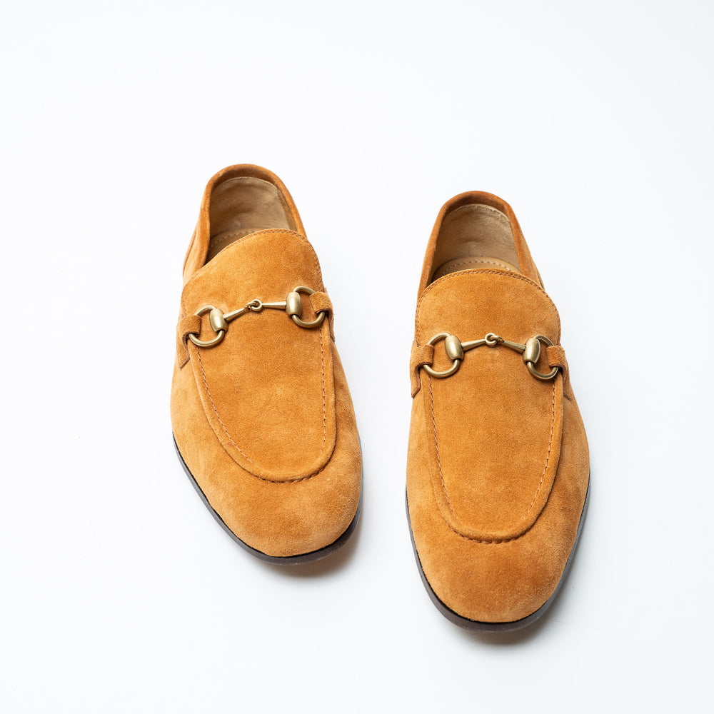 Tan Suede Horsebit Men's Loafers. (view 2)