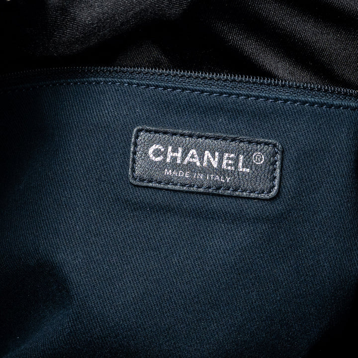 Navy Blue Denim Small Deauville Tote Bag. (view 7)