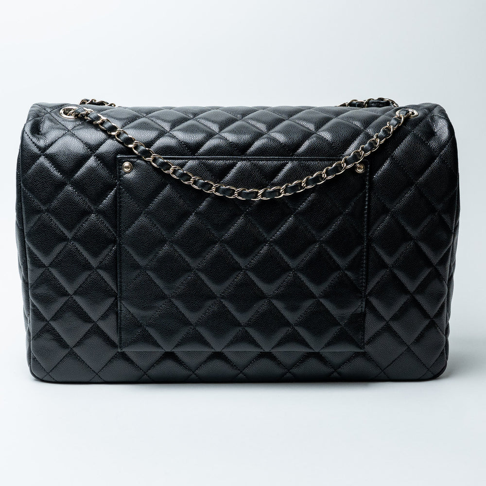 Black Caviar Leather XL Single Flap Bag. (view 2)