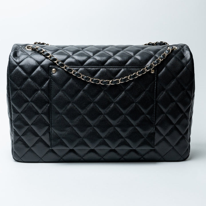 Black Caviar Leather XL Single Flap Bag. (view 2)