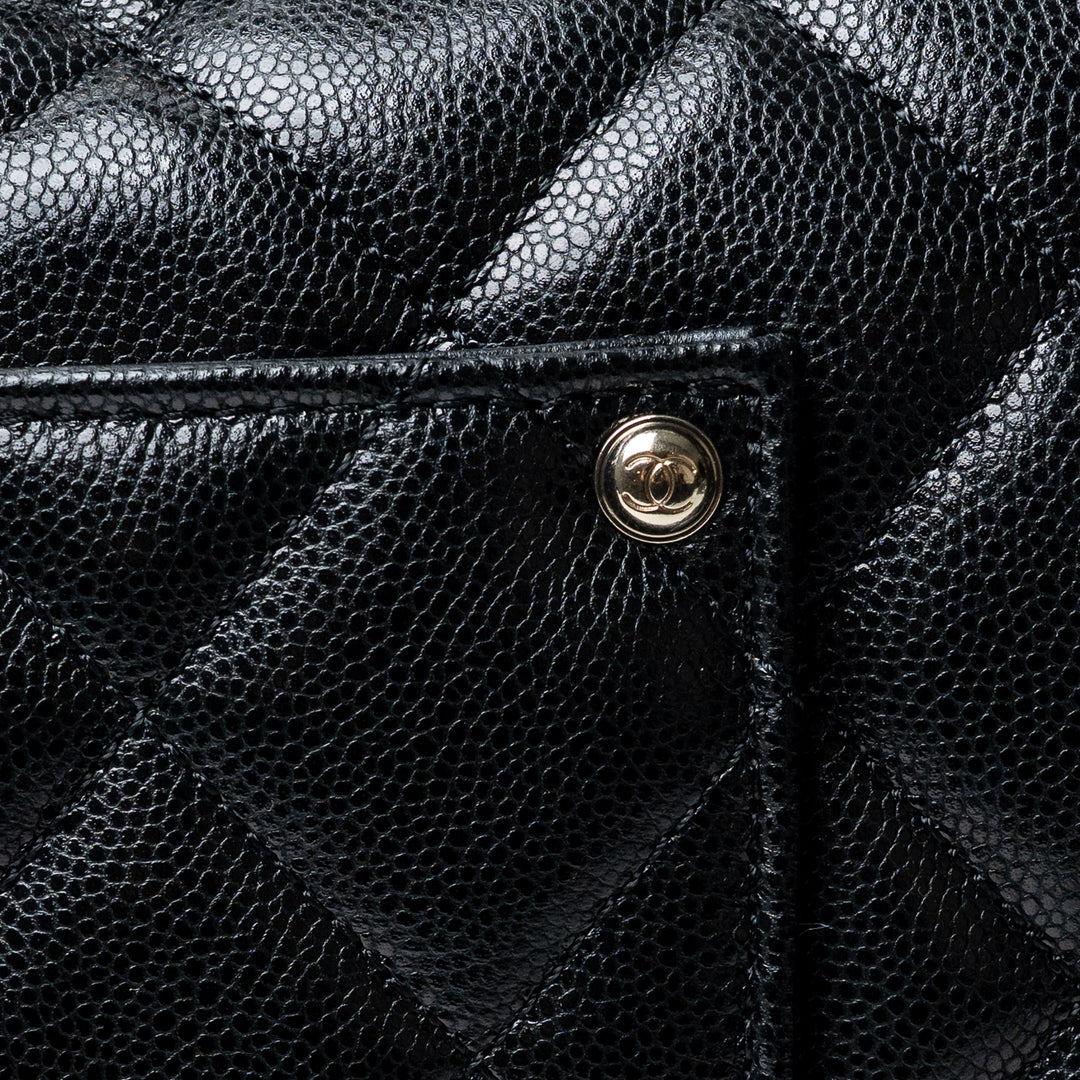 Black Caviar Leather XL Single Flap Bag. (view 4)