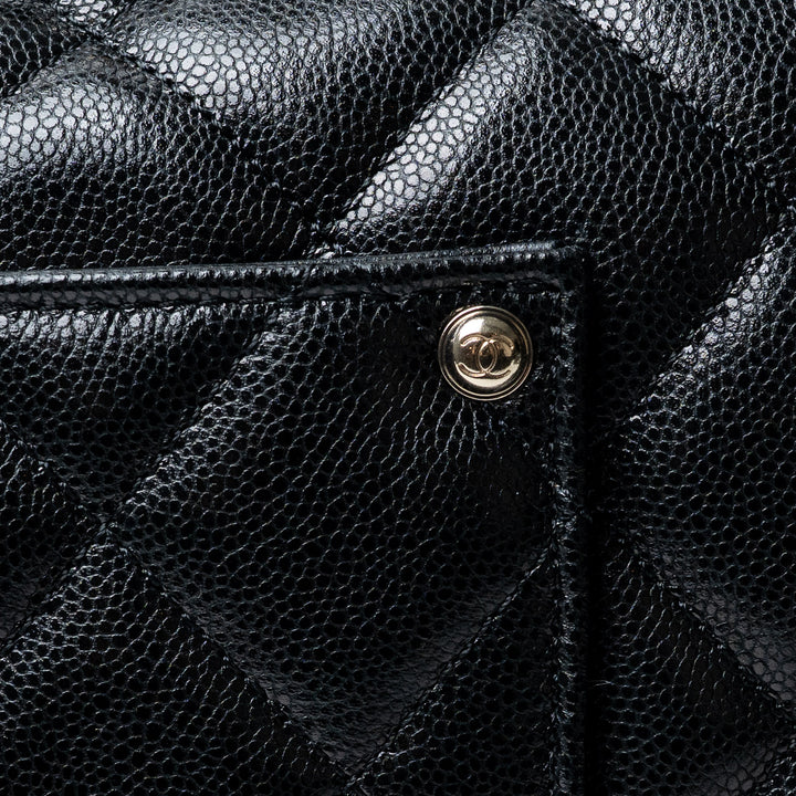 Black Caviar Leather XL Single Flap Bag. (view 4)