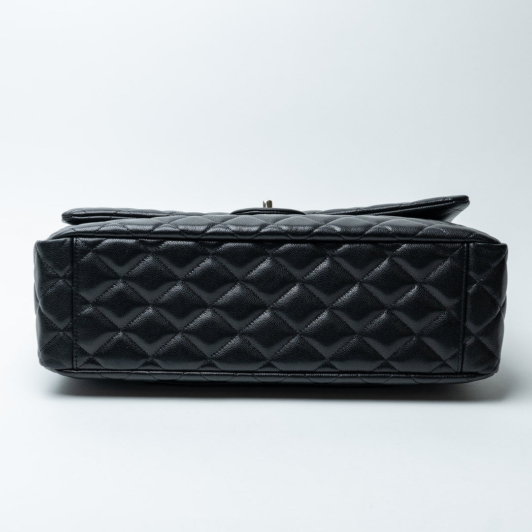 Black Caviar Leather XL Single Flap Bag. (view 5)