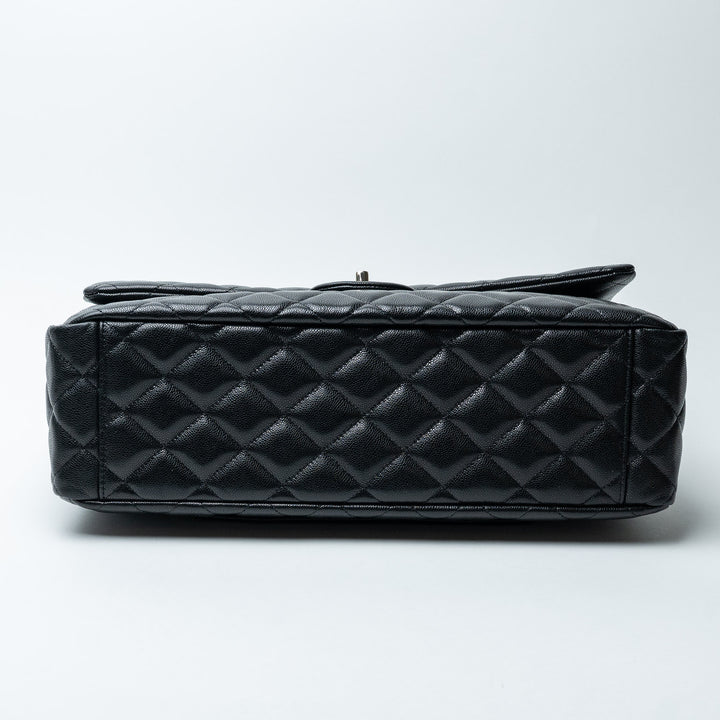 Black Caviar Leather XL Single Flap Bag. (view 5)