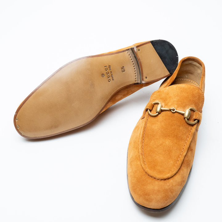 Tan Suede Horsebit Men's Loafers. (view 4)
