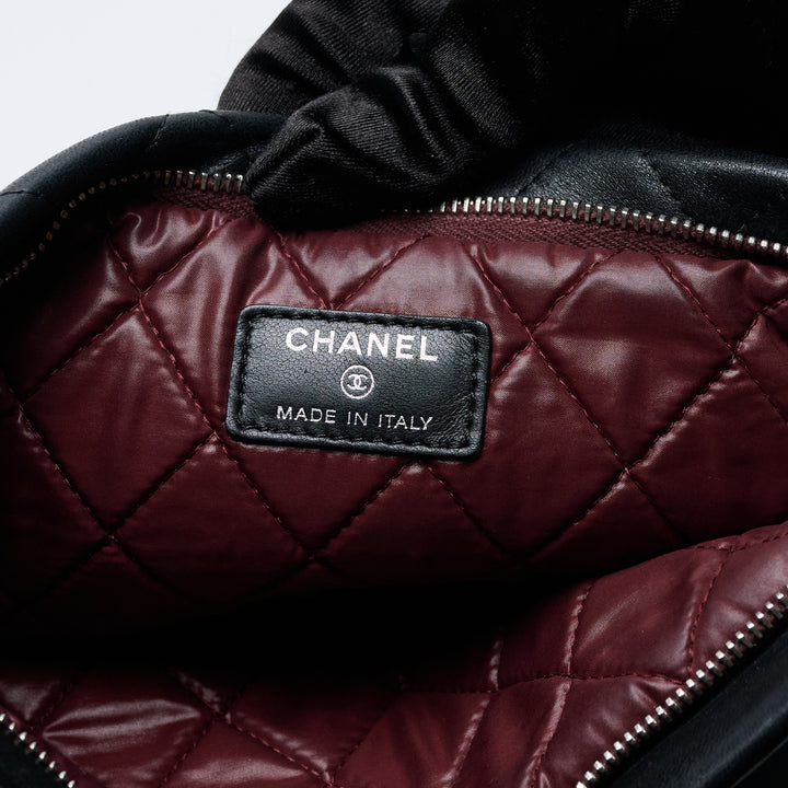 Black Lambskin Leather Quilted Fold-Over Clutch. (view 10)