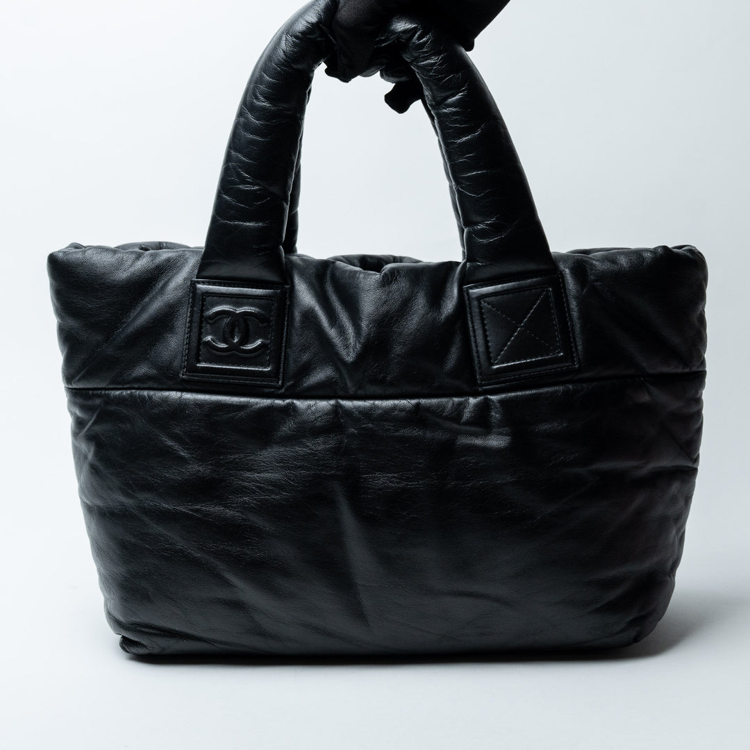 Black Lambskin Leather Medium Coco Cocoon Tote Bag. (view 7)
